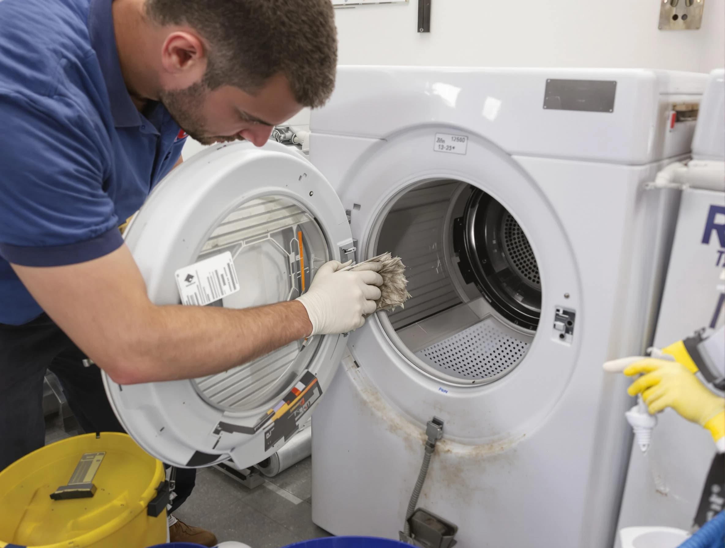 Newport Beach Dryer Vent Cleaning specialist performing detailed lint trap cleaning service in Newport Beach