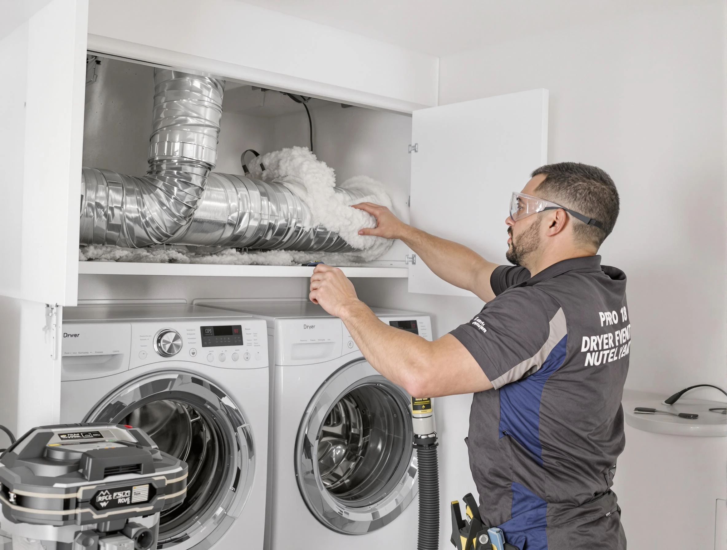 Newport Beach Dryer Vent Cleaning certified technician performing specialized gas dryer vent cleaning in Newport Beach