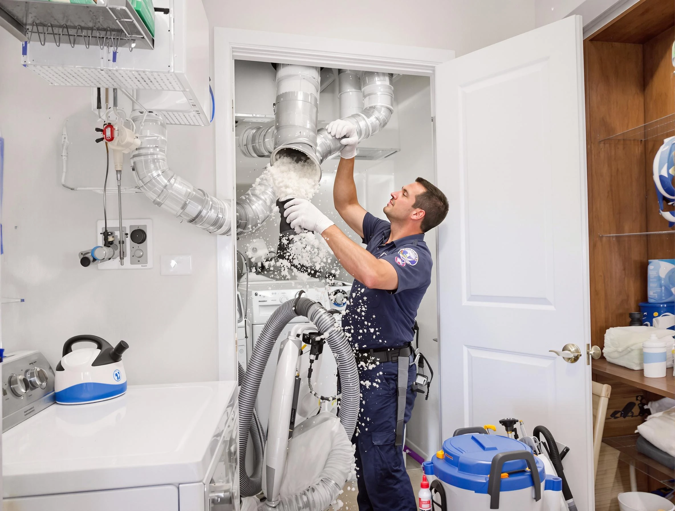 Newport Beach Dryer Vent Cleaning technician delivering thorough residential dryer vent cleaning service in Newport Beach